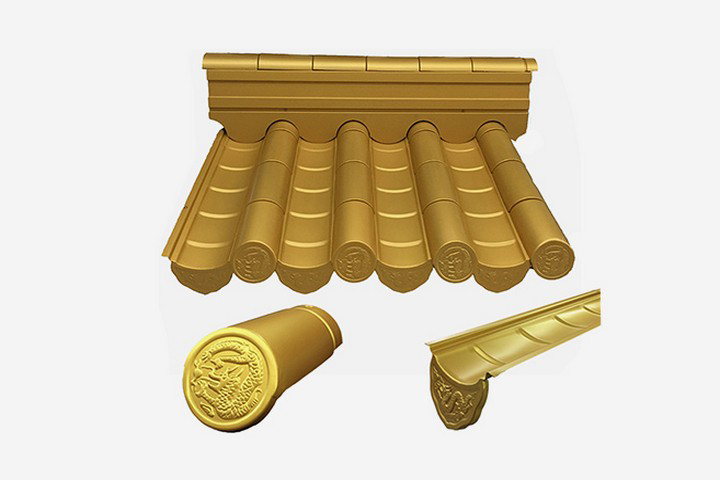 中式仿古金属琉璃瓦金色-喷涂