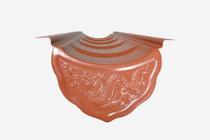 中式仿古金属琉璃瓦砖红色-喷涂